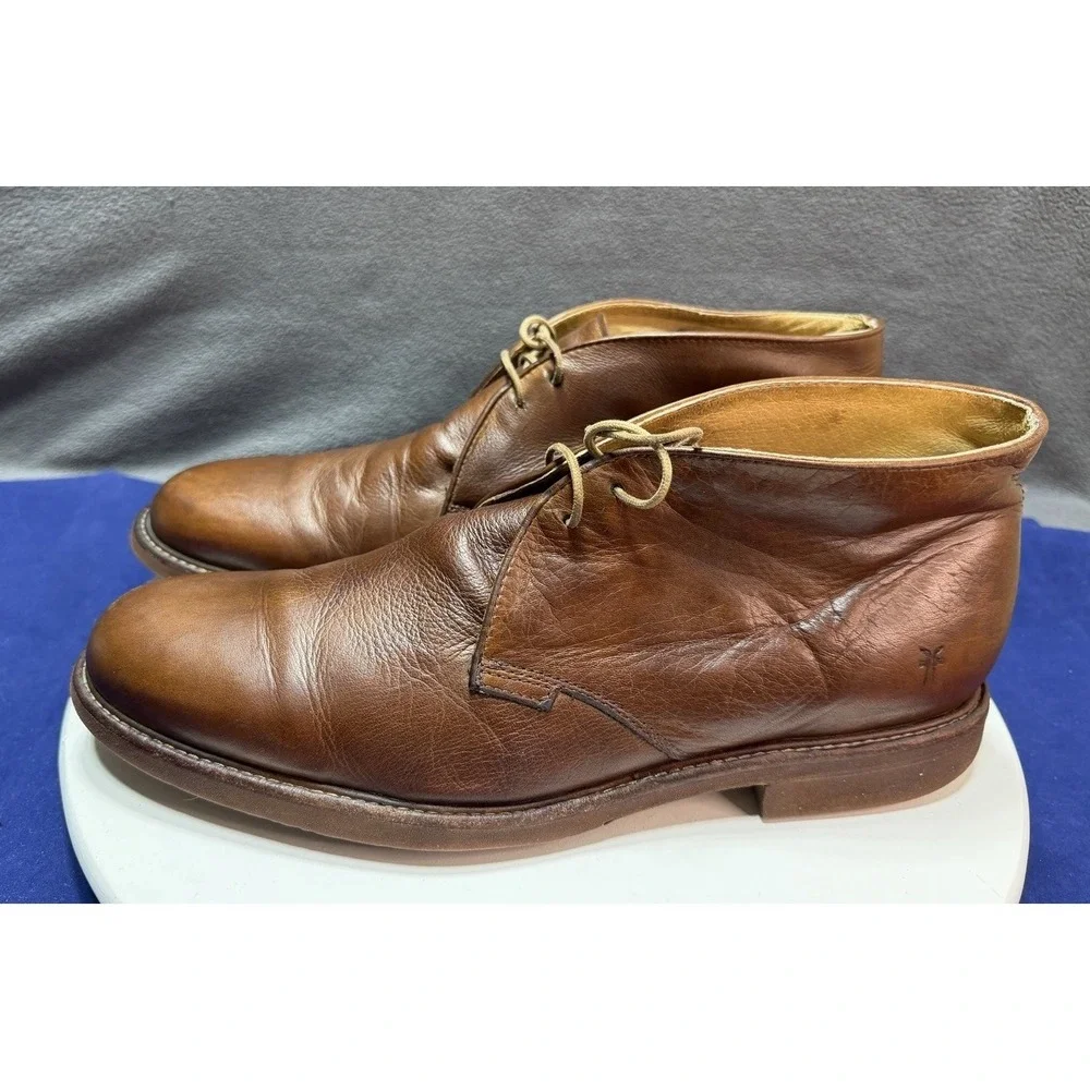 Frye Bowery Chukka Ankle Boots Brown Tan Mens Size 13 D Lace Up Leather